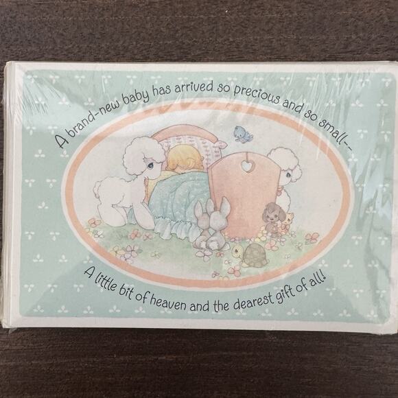 VTG Hallmark Precious Moments New Baby Birth Announcements Boy Or Girl Set Of 8 - Picture 5 of 11